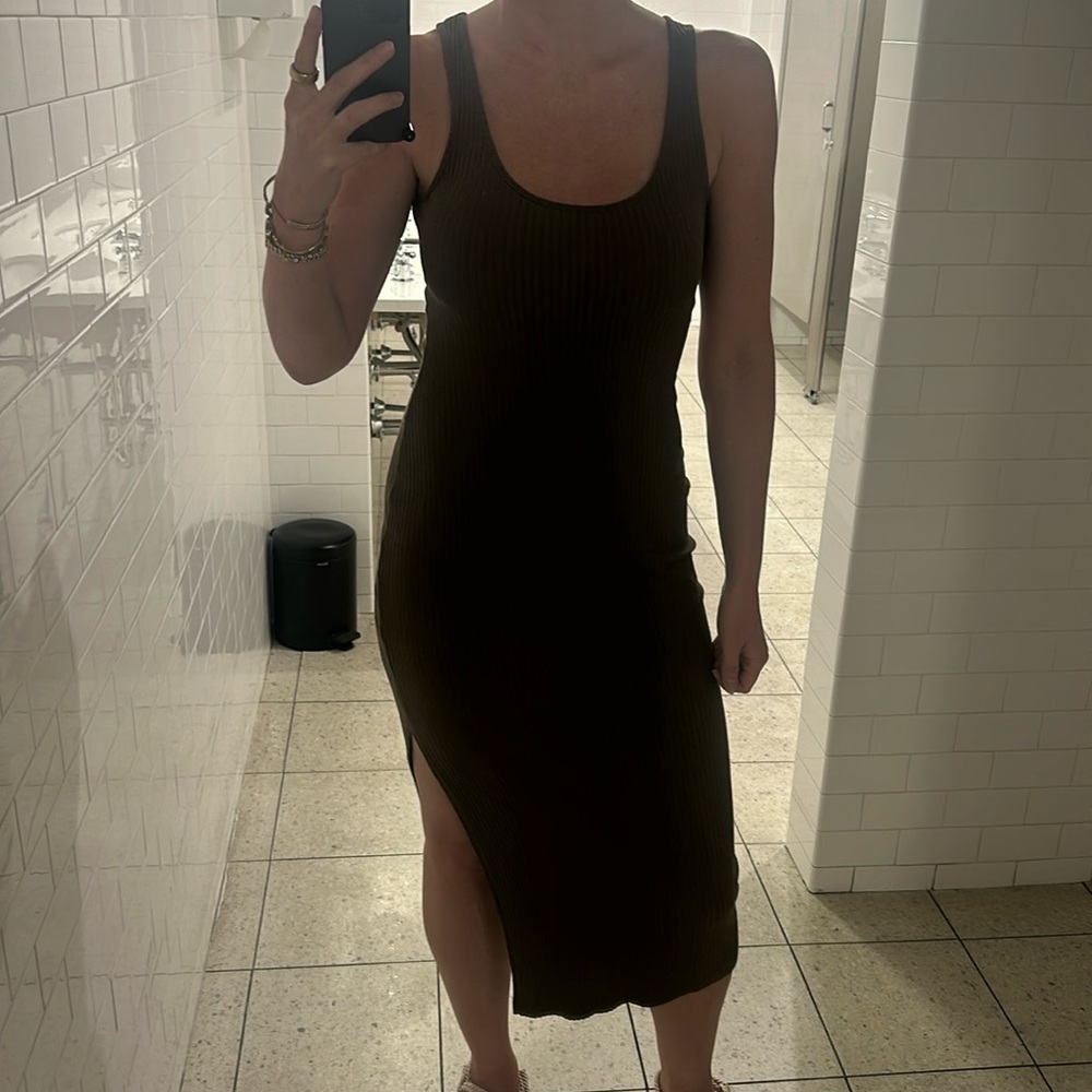 French connection ribbed dress green size small